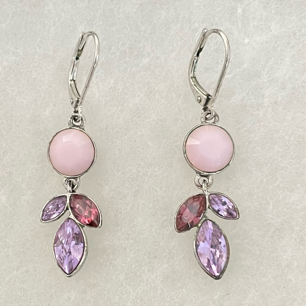 Givenchy Silver Tone Crystal Drop Dangle Earrings